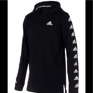 Adidas Logo-Print Long Sleeve Hooded T-Shirt